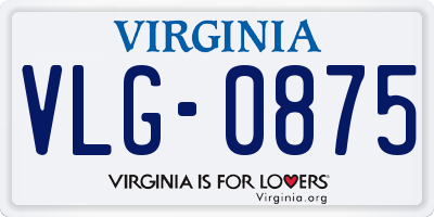 VA license plate VLG0875