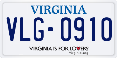 VA license plate VLG0910