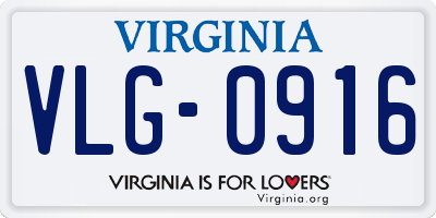 VA license plate VLG0916