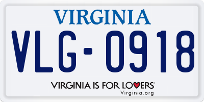 VA license plate VLG0918