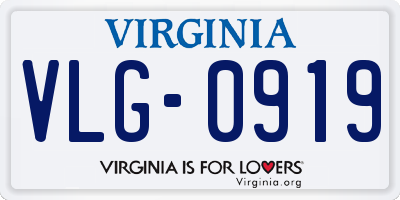 VA license plate VLG0919