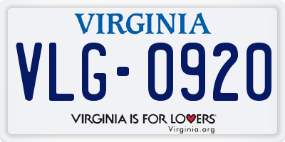 VA license plate VLG0920