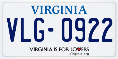 VA license plate VLG0922