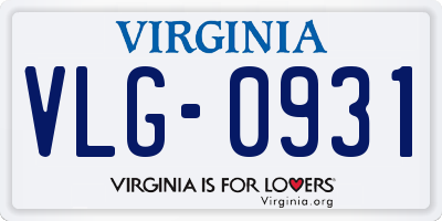 VA license plate VLG0931