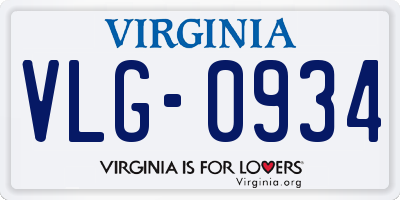 VA license plate VLG0934