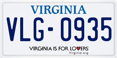 VA license plate VLG0935