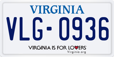 VA license plate VLG0936