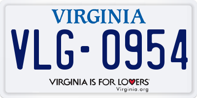 VA license plate VLG0954