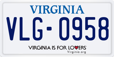 VA license plate VLG0958