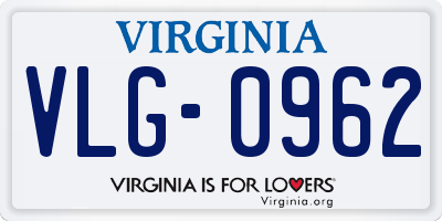 VA license plate VLG0962