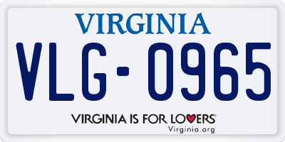 VA license plate VLG0965