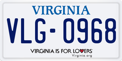 VA license plate VLG0968