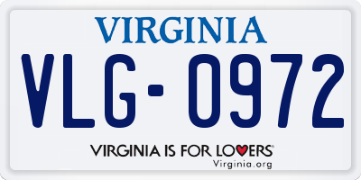 VA license plate VLG0972