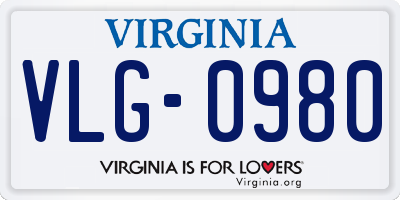 VA license plate VLG0980