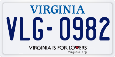 VA license plate VLG0982
