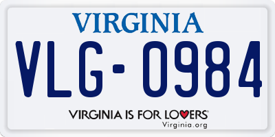 VA license plate VLG0984