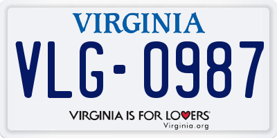 VA license plate VLG0987