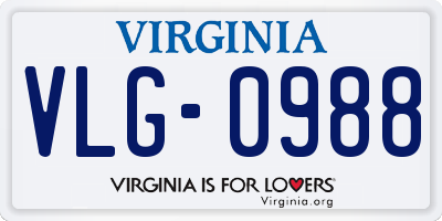 VA license plate VLG0988