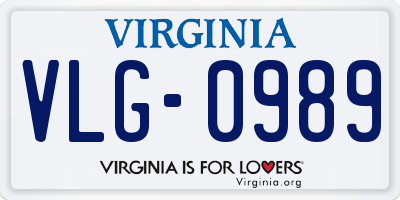 VA license plate VLG0989