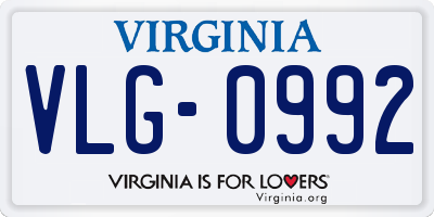VA license plate VLG0992