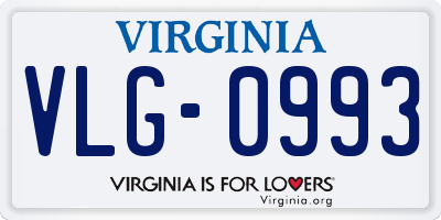 VA license plate VLG0993