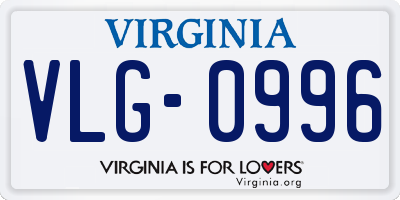 VA license plate VLG0996
