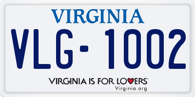 VA license plate VLG1002