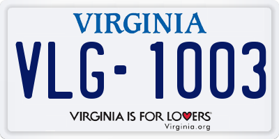 VA license plate VLG1003