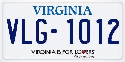 VA license plate VLG1012