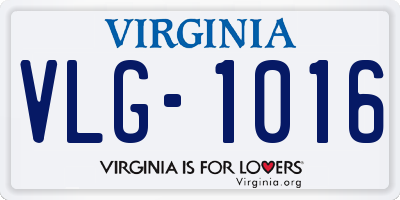 VA license plate VLG1016