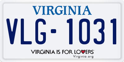 VA license plate VLG1031