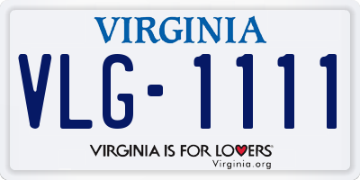 VA license plate VLG1111