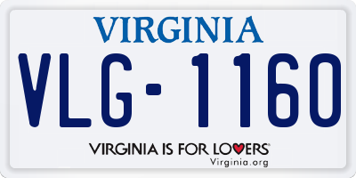VA license plate VLG1160