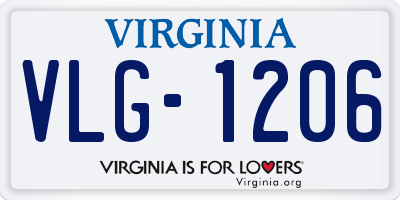 VA license plate VLG1206