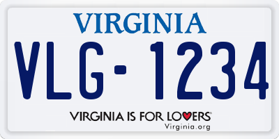 VA license plate VLG1234