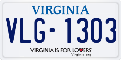 VA license plate VLG1303