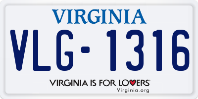 VA license plate VLG1316