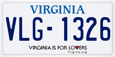 VA license plate VLG1326