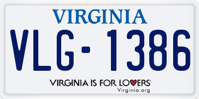 VA license plate VLG1386