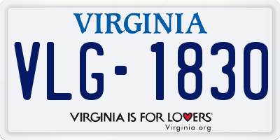 VA license plate VLG1830