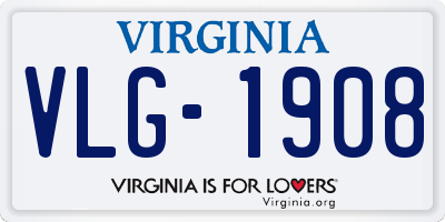 VA license plate VLG1908