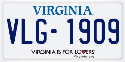 VA license plate VLG1909