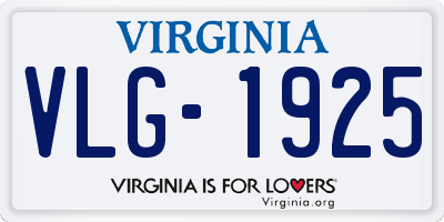 VA license plate VLG1925
