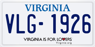 VA license plate VLG1926