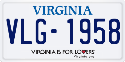 VA license plate VLG1958
