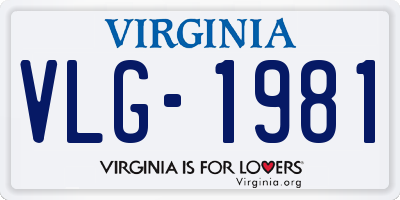 VA license plate VLG1981