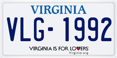 VA license plate VLG1992