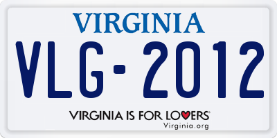 VA license plate VLG2012