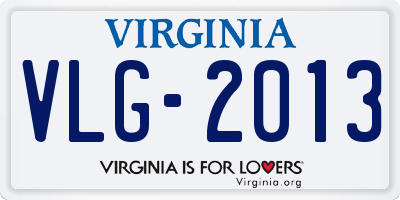 VA license plate VLG2013