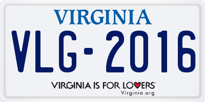 VA license plate VLG2016
